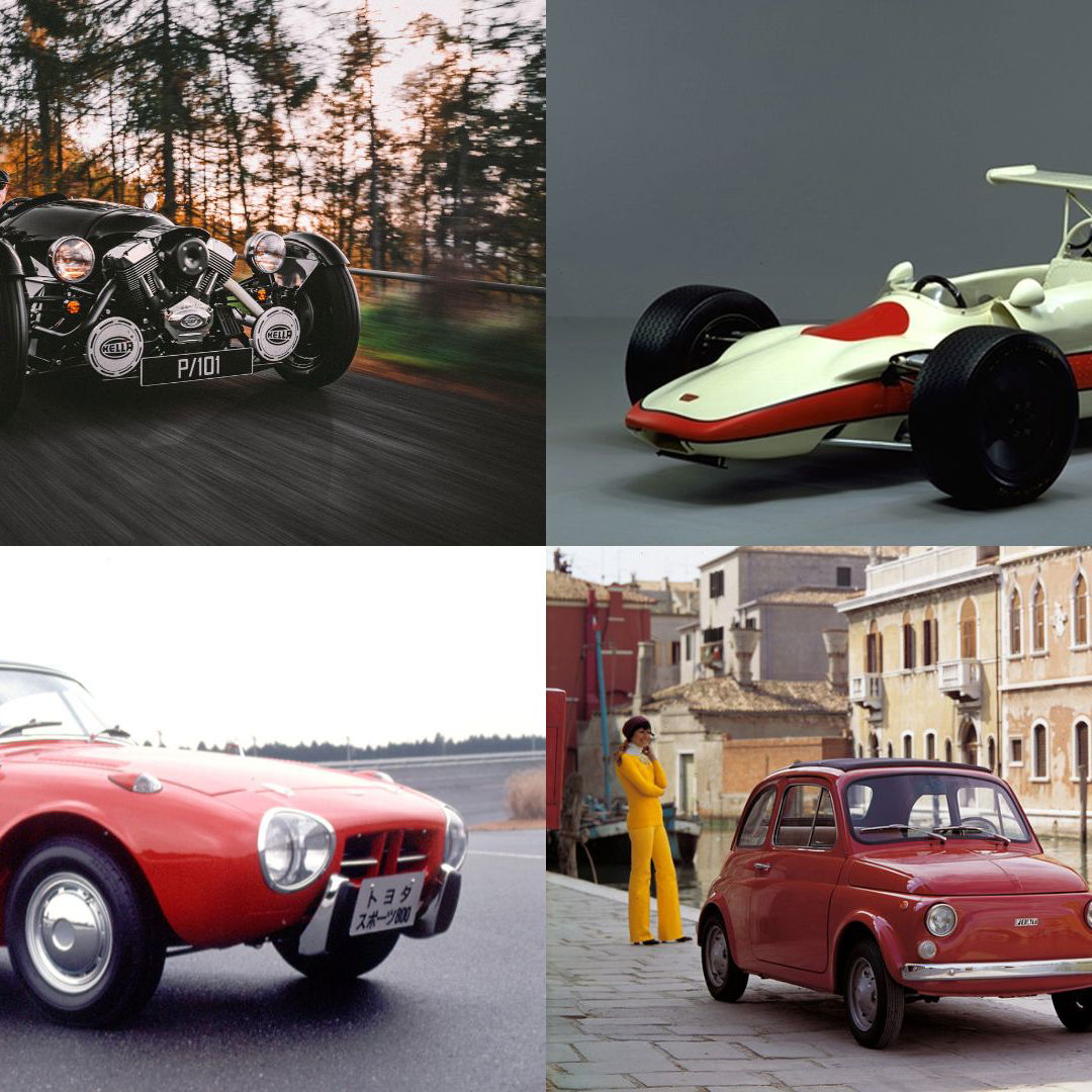 Morgan 3 Wheeler, Honda RA302, Fiat 500, Toyota Sports 800